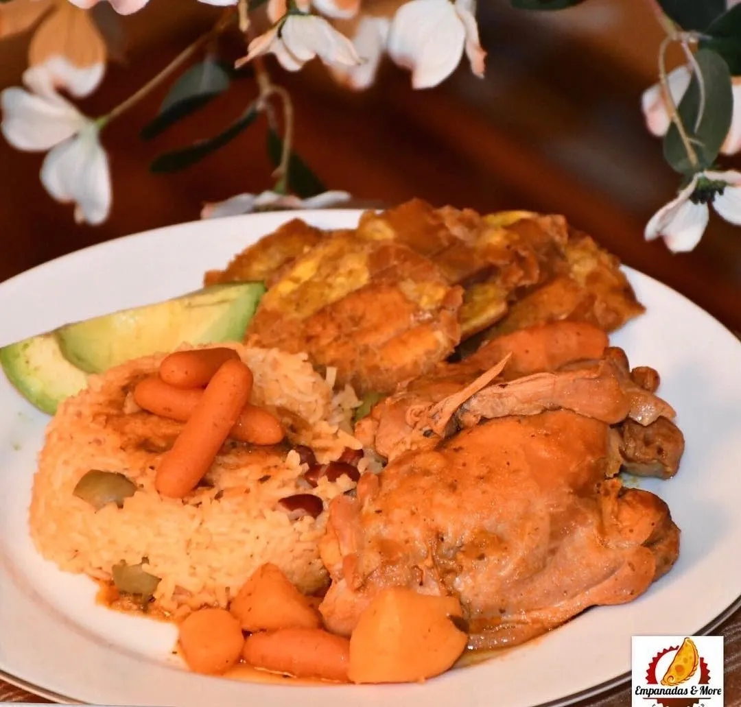 A plate of food with meat and vegetables on it.